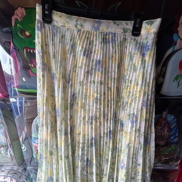 Abercrombie & Fitch Pleated Floral Yellow Skirt Large Women - Picture 1 of 10